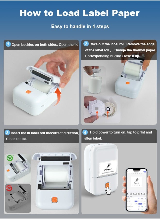 Xoopla - Label Printer,Portable Bluetooth Thermal Label Maker Machine,Rechargeable Type-c Inkless Printer Compatible with Android iOS Smartphones,Easy to Use,Mini Wireless Sticker Printer with 1 Roll 50mm*50mm Printing Paper Great for labeling/Receipts/Photos/Notes/Memos/Printing Barcods Etc - Image 1