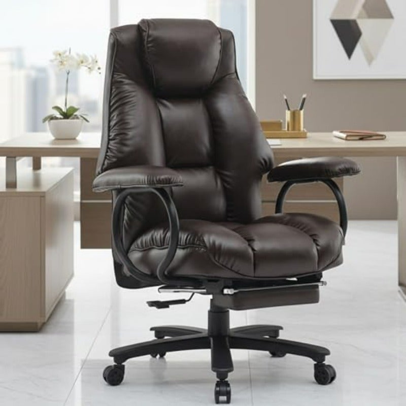 Ergonomic big and tall office chair designed for heavy-duty support up to 500lbs featuring back pain relief adjustable footrest and comfortable cushioning; ideal for long hours at the desk home offices and executive workspaces. - Image 1