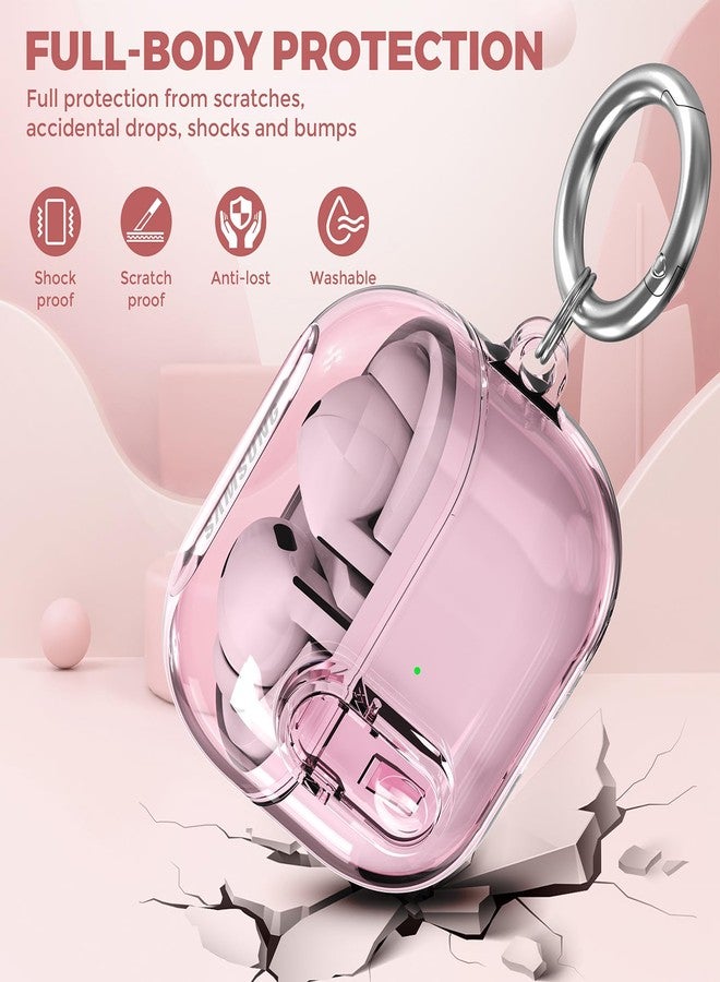 OTOPO Compatible with Samsung Galaxy Bud 3 Pro Case/Buds3/Buds 3 FE Case Clear Lock Clip with Cleaner Kit, Transparent TPU Galaxy Buds Pro 3 Protective Cover Men Women with Carabiner, Clear Pink - Image 3