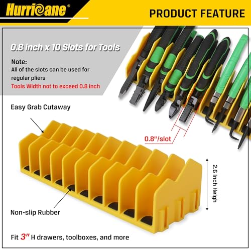 HURRICANE Pliers Organizer Rack, Pliers Cutters Organizer with Non-Slip Rubber Base, Keep Tools Organized in Drawers, 2 Pack, Extendable Design, Fit 3'H Drawers and More - Image 3