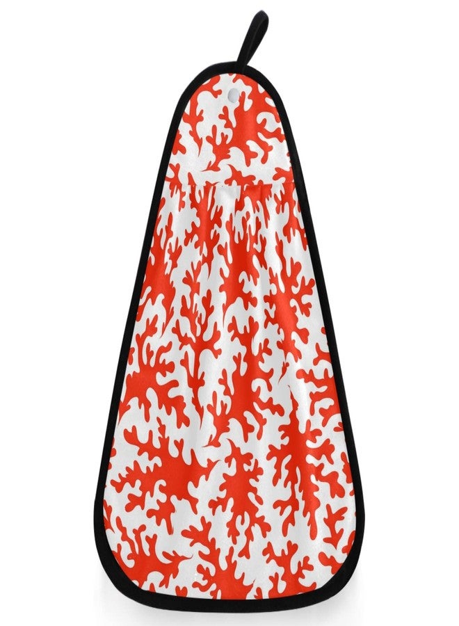 visesunny Red Coral Pattern Kitchen Dish Towel with Hanging Loop Absorbent Hand Towel for Bathroom Cleaning and Drying Washcloth - Image 1