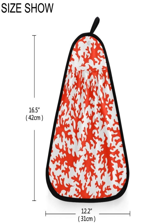 visesunny Red Coral Pattern Kitchen Dish Towel with Hanging Loop Absorbent Hand Towel for Bathroom Cleaning and Drying Washcloth - Image 2
