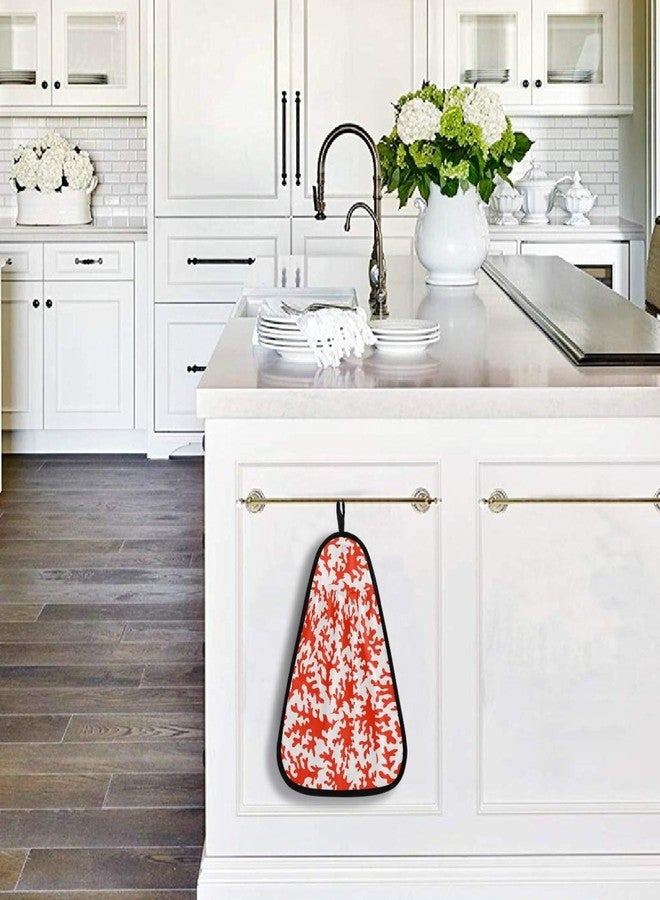 visesunny Red Coral Pattern Kitchen Dish Towel with Hanging Loop Absorbent Hand Towel for Bathroom Cleaning and Drying Washcloth - Image 4