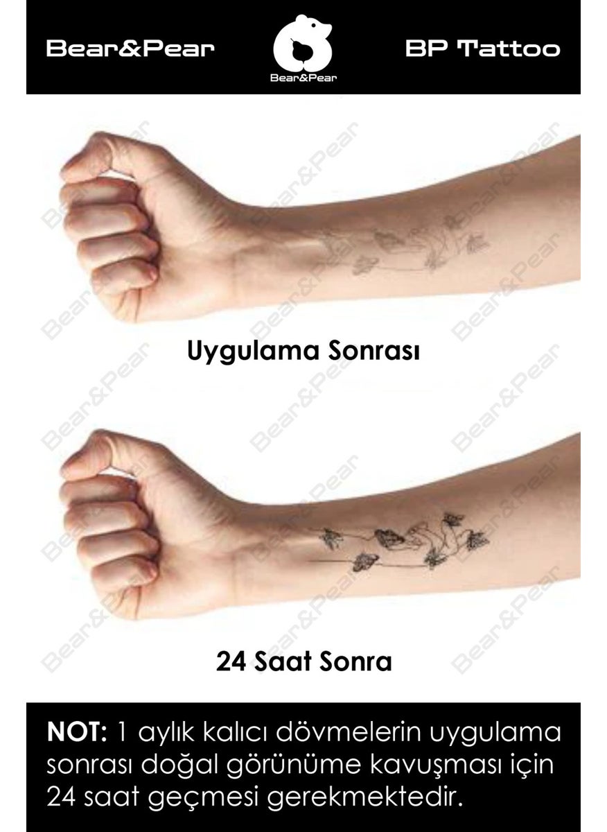 BP Tattoo - 1 Month Permanent Tattoo Real Tattoo Look Flower and Lion Tattoo - Image 1