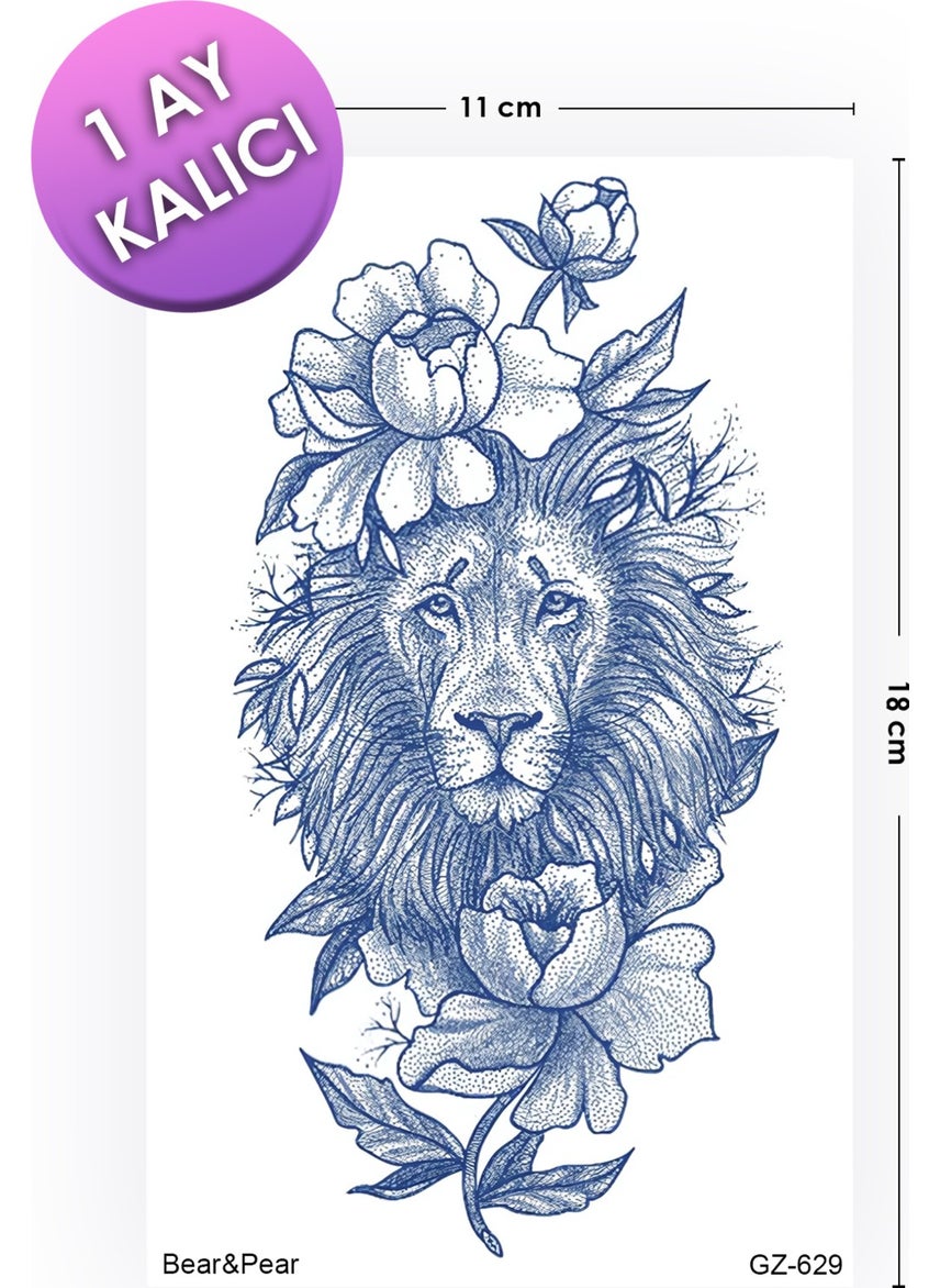 BP Tattoo - 1 Month Permanent Tattoo Real Tattoo Look Flower and Lion Tattoo - Image 1