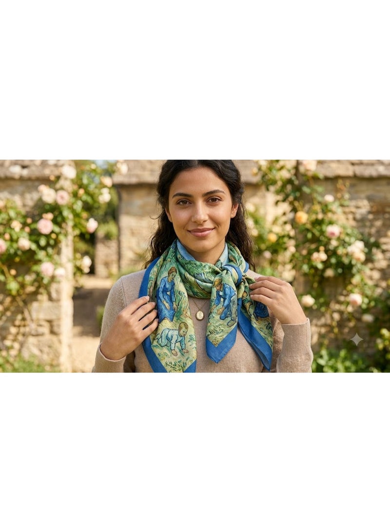 Scarf made of soft natural silk , characterized by its bright colors and delicate prints, high-quality material - imported - Image 1