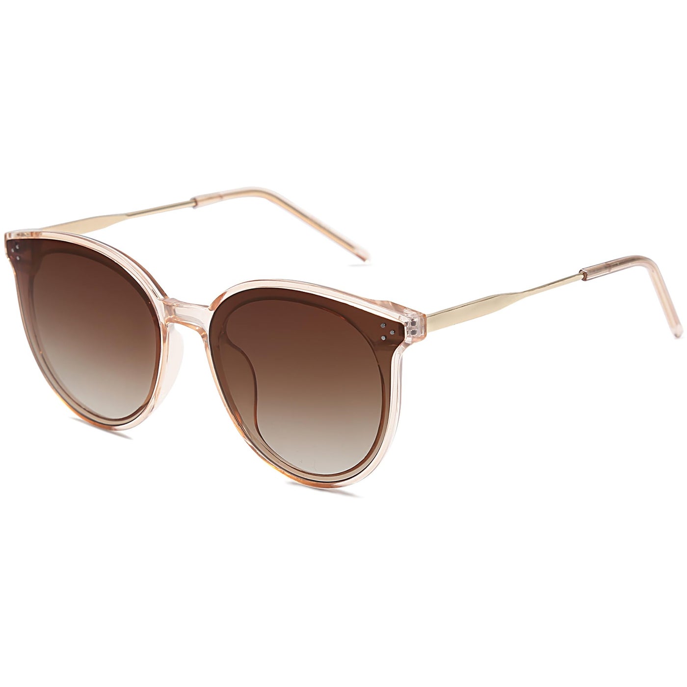 SOJOS Classic Trendy Round Sunglasses Womens Mens Oversized Large Shades UV400 Vacation Sunnies SJ2068, Clear Brown/Gradient Brown