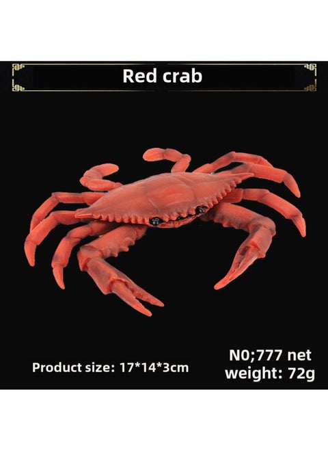 Children's Marine Biological Simulation Solid Crab Model Swimming Crab Resident Crab Coconut Crab King Crab Spider Crab-Color:Red Crab 777
