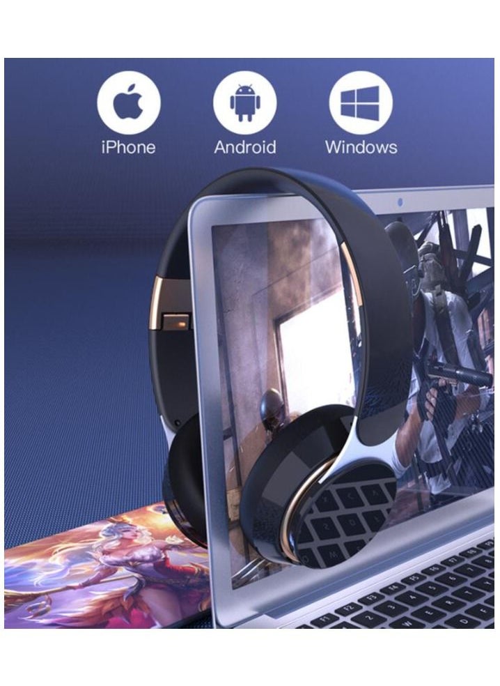 DUNISO - Bluetooth Headphones With 7 Colors Light Over Ear Wireless Gaming Headphones with HiFi Stereo Headphones with Microphone and Soft Earpads for Cellphone PC Home Office - Image 1