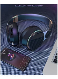 DUNISO Bluetooth Headphones With 7 Colors Light Over Ear Wireless Gaming Headphones with HiFi Stereo Headphones with Microphone and Soft Earpads for Cellphone PC Home Office  - Image 2