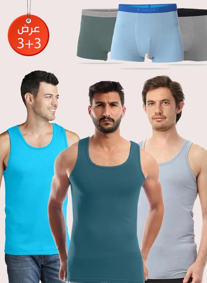 DICE Exclusive 6-piece color boxer and undershirt set - Image 1