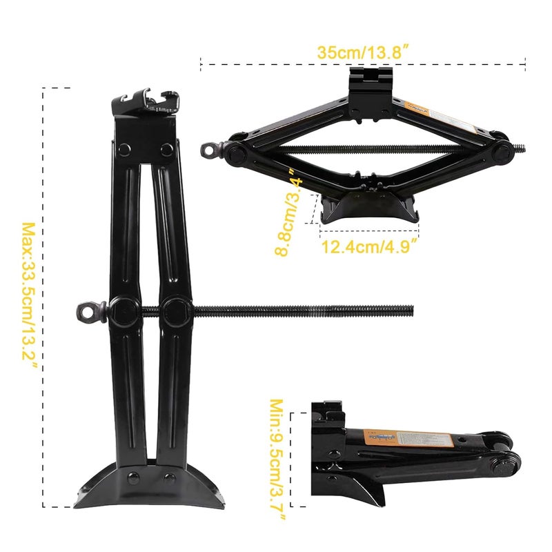 snaliobde Car Jack Kit - Scissor Jack for Car Lifting Heavy-Duty Tire Jack Tool Kit with Lug Wrench (1T) - Image 2