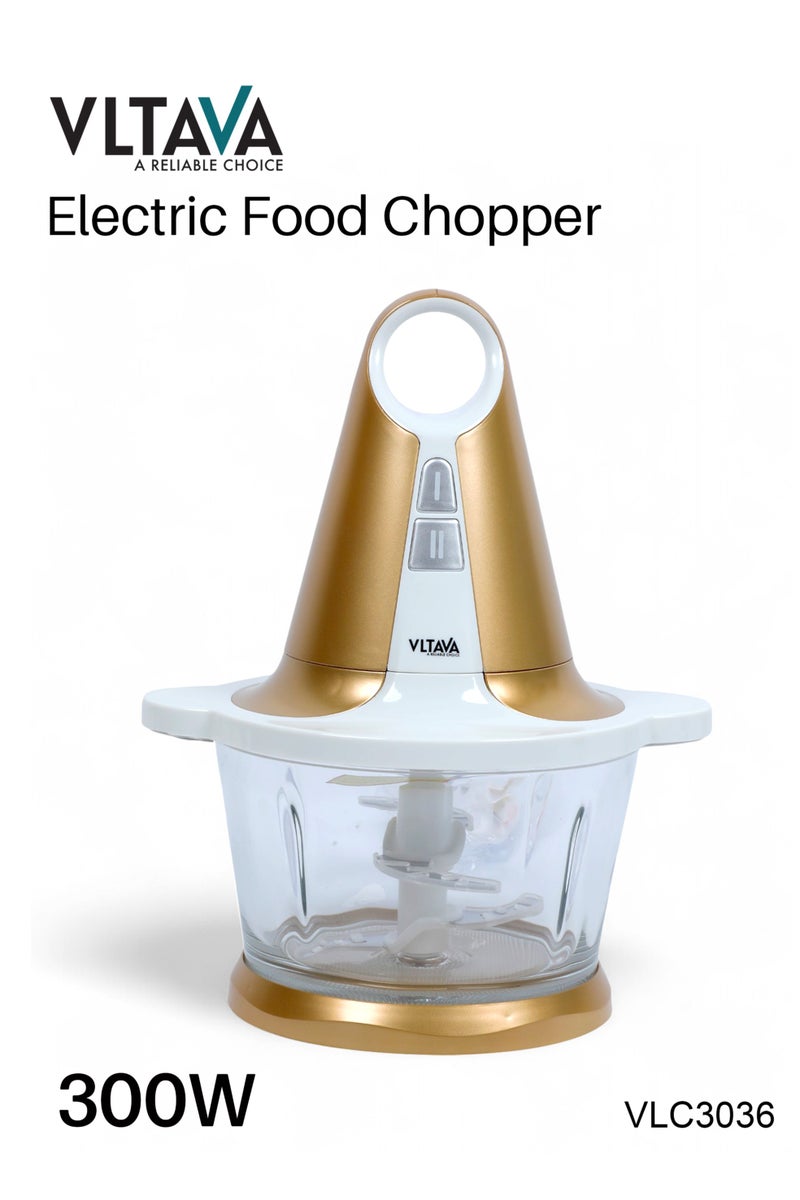 VLTAVA Electric Food Chopper 300W – 1.6L Glass Bowl | SUS 304 Stainless Steel Double Blades | Full Copper Motor | One-Touch Operation | Quiet Chopping Machine for Meat, Vegetables & Purees – VLC3036 - Image 1