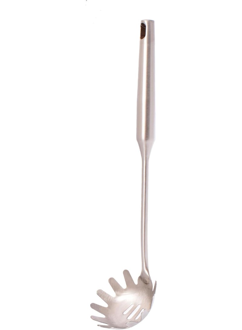Stainless Steel Pasta Server Spoon, Long Handle Kitchen Utensil with Slotted Design  - Image 1