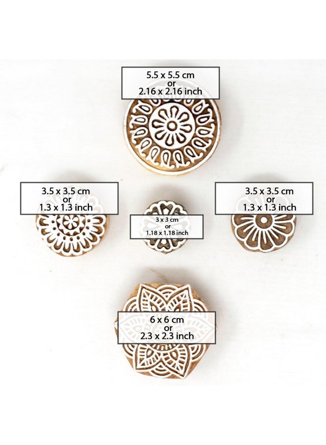 Hashcart | Set of 5 | Wooden Handcarved Designer Blocks for Printing/Stamps for Mahndi/Saree Border/Scrapbooking/Fabric Textile Paper/Kids/Art Work - Image 4
