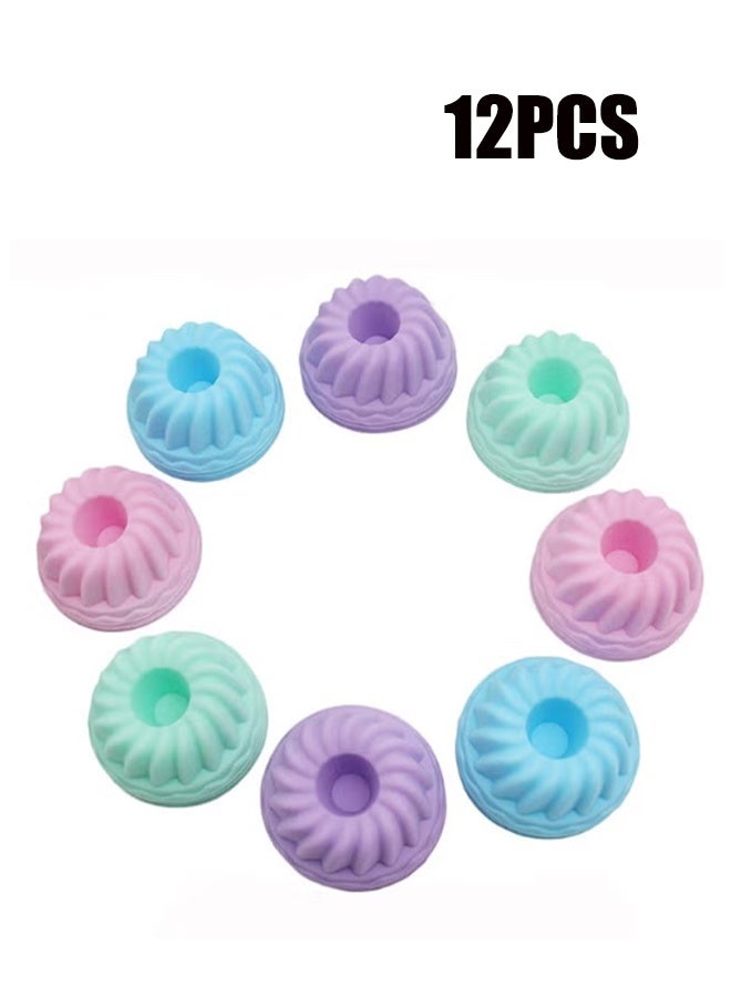 واي جيه أكواب كيك سيليكون ، قوالب كعكة خبز سيليكون على شكل يقطين ، بطانات كب كيك غير لاصقة ، صينية حلوى فاخرة خالية من Bpa جيلي وأكواب مافن ، 12 عبوة الحجم: 6.3x2.54x4CM - Image 1