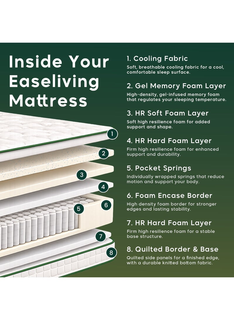 Easeliving Hybrid Gel Memory Foam Mattress 90x190 cm - 30 cm Thick Medium Firm Pocket Spring Mattress with Motion Isolation | Single Mattress with Edge Support & Pressure Relief for All Sleepers - Image 4
