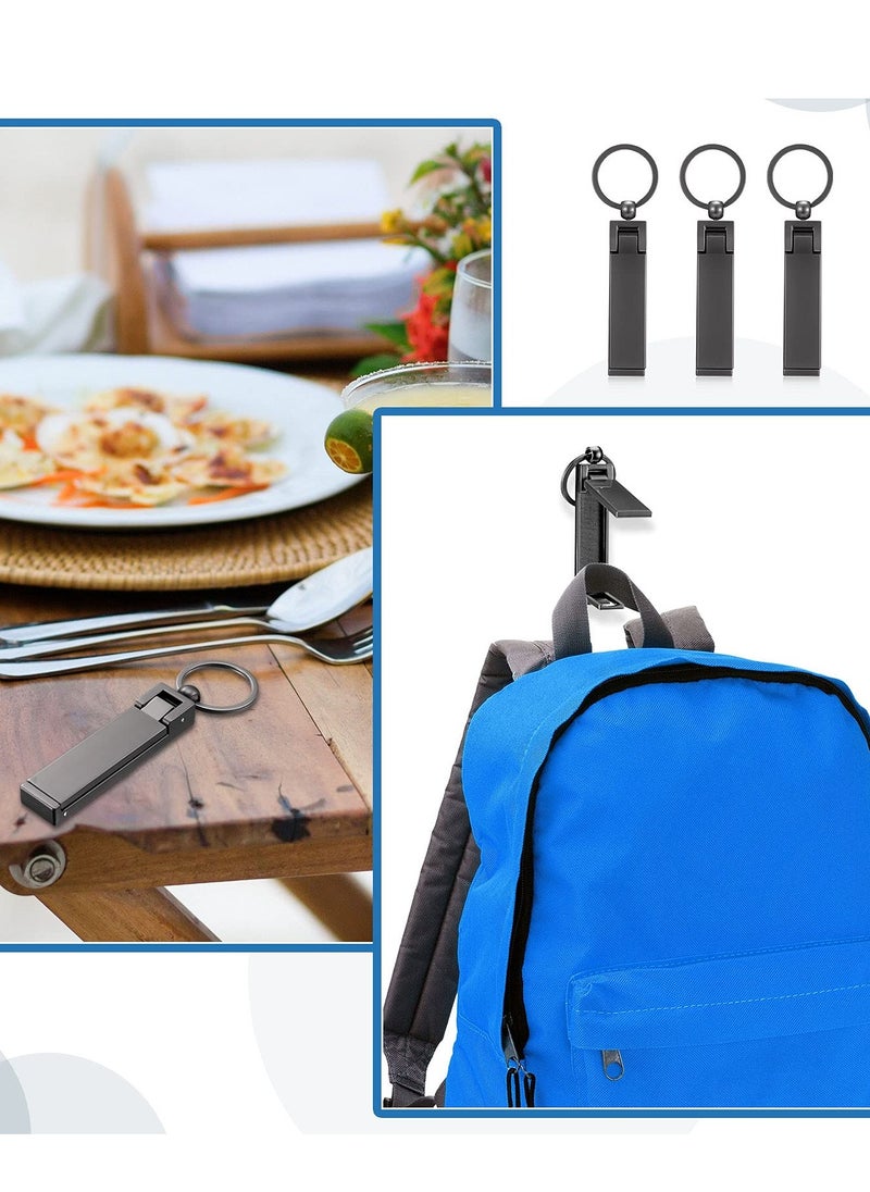 SYOSI - 3 Pieces Instant Bag Hook Bag Hanger Collection, Purse Handbag Hook Hanger Holder Set Mobile Phone Holder Foldable Stylish Swivel Hanger for Table Desk, Handbag Storage, Elastic Cap Clips Hat (Black) - Image 1