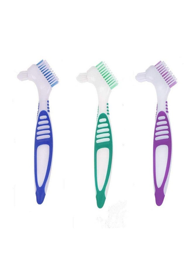 Generic 3 Pcs Denture Cleaning Brush Portable Cleaning Brush False Teeth Brushes for Denture Care Denture Cleaner with Multi-Layered Soft Bristles and Dual Angled  - Image 1