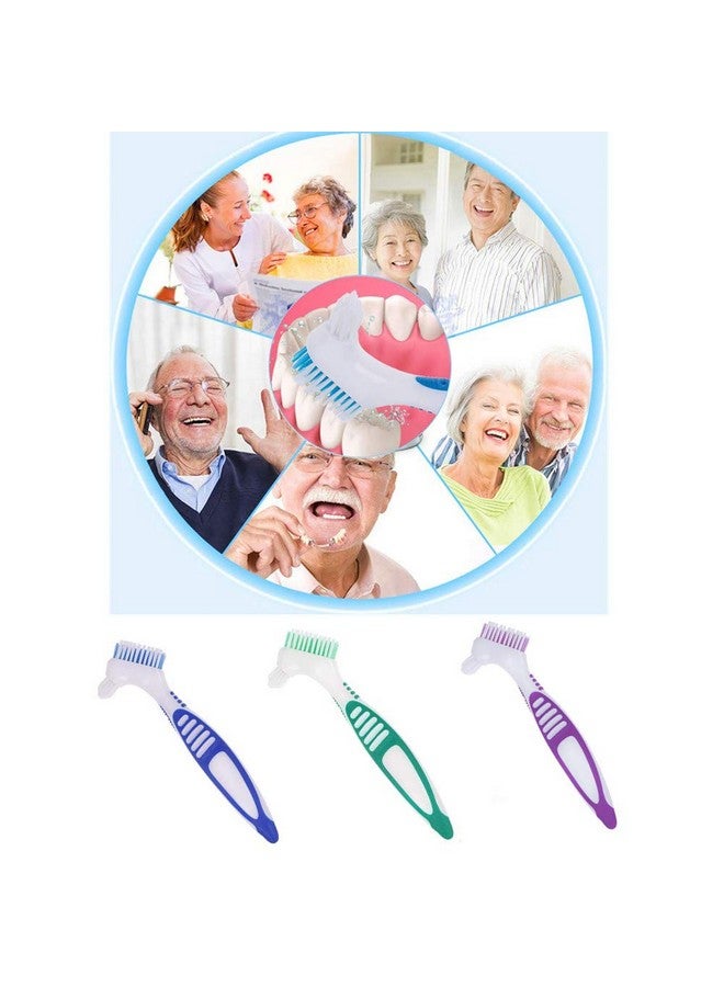 Generic 3 Pcs Denture Cleaning Brush Portable Cleaning Brush False Teeth Brushes for Denture Care Denture Cleaner with Multi-Layered Soft Bristles and Dual Angled  - Image 4