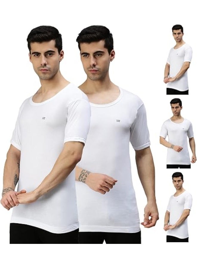 Lux Cozi Men's RNS Round Neck Half Sleeve Vest, Soft Breathable Cotton Innerwear, Regular Fit, Size 95 CM Pack of 5 - Image 2