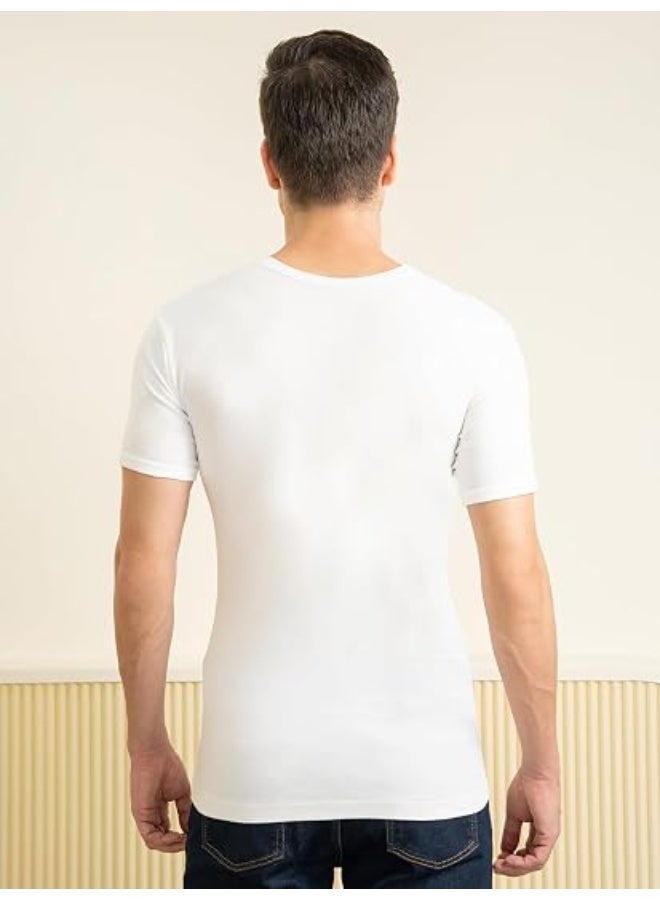Lux Cozi Men's RNS Round Neck Half Sleeve Vest, Soft Breathable Cotton Innerwear, Regular Fit, Size 95 CM Pack of 5 - Image 4