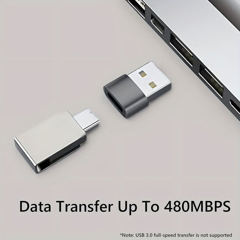 USB C to USB Adapter Set Black 2Pcs Aluminum Shell Charging Adapter - Image 5