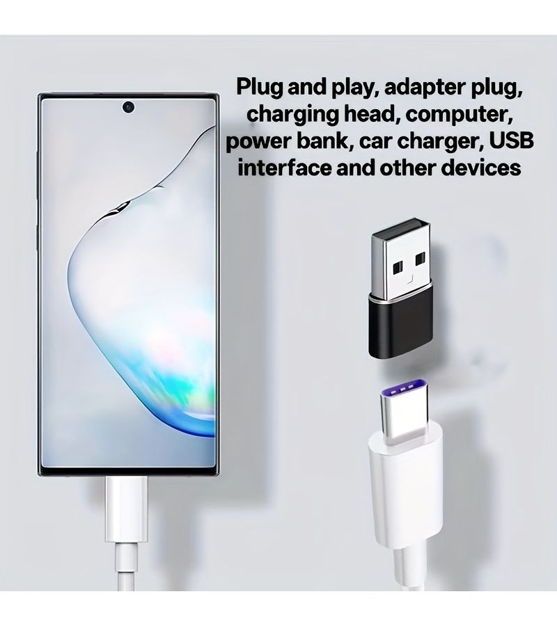 USB C to USB Adapter Set Black 2Pcs Aluminum Shell Charging Adapter - Image 1
