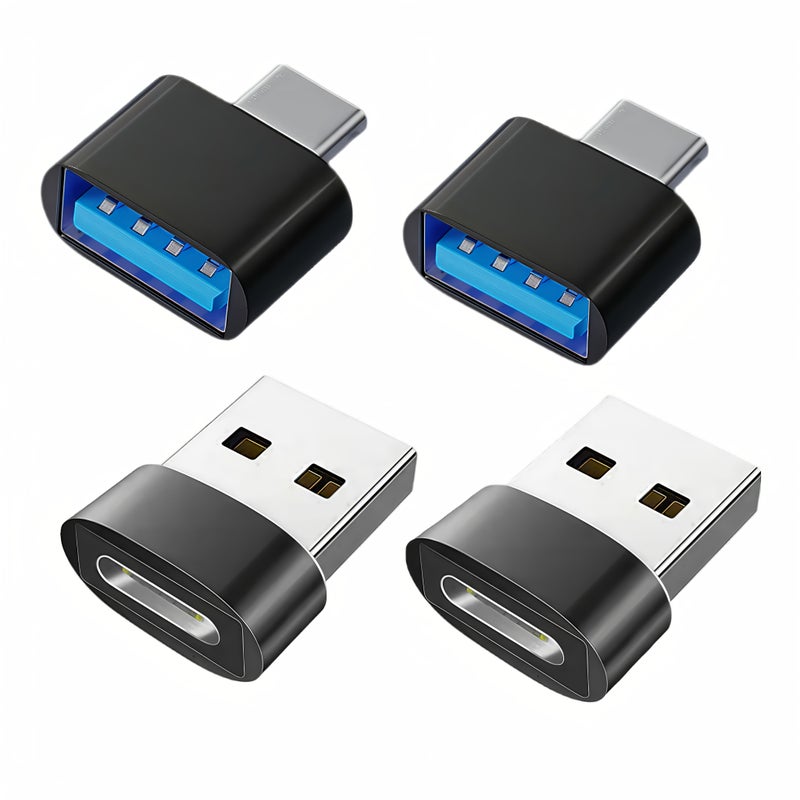 USB C to USB Adapter Set Black 2Pcs Aluminum Shell Charging Adapter - Image 2