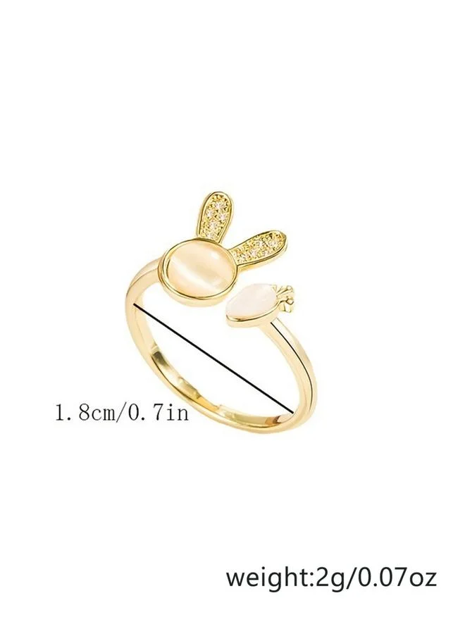 تايك تو خاتم بتصميم أرنب وجزرة مرصع بالراين