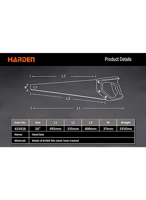Harden Harden 16 Hand Saw 1065 Manganese Steel for Carpenter 631016  - Image 5
