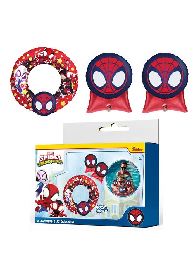MARVEL BUNDLE MARVEL 3D ARM BAND AND SWIM RING - SPIDEY - 50 CM - PACKED IN COLOR BOX