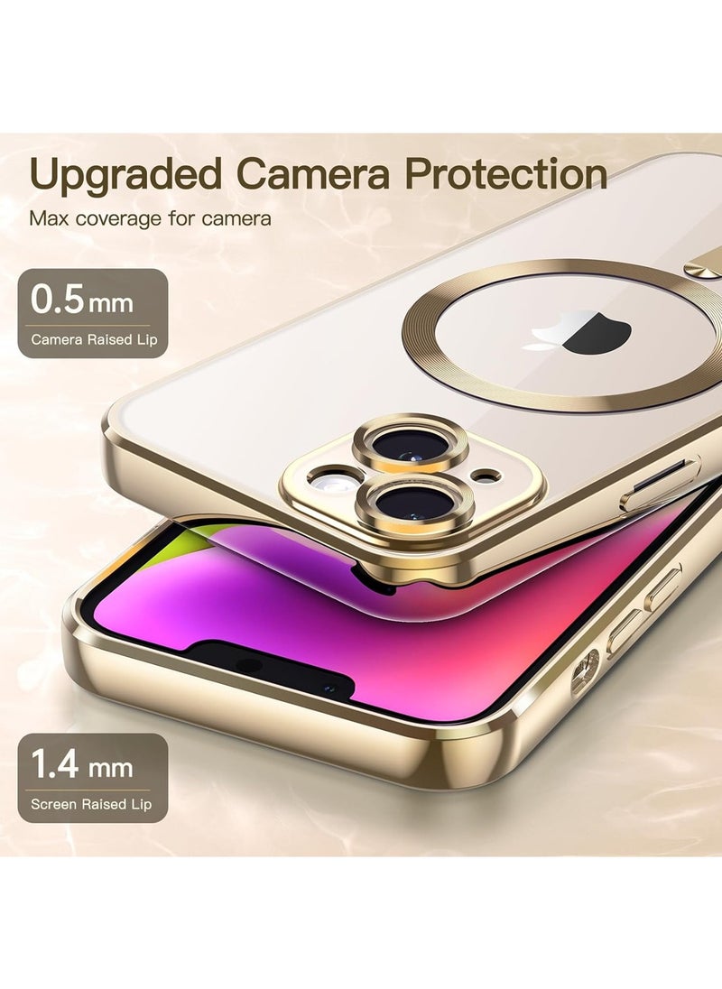 Generic - IPhone 13 Case Magnetic Support Magsafe Charger Wireless Anti Scratch Shockproof Clear Four Corner Cushion Anti Dropping Full Body Protection All Inclusive Lens Protection Cover Gold - Image 1