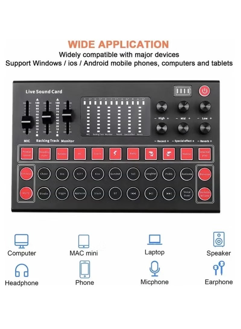 M9 USB Mixer Musical Professional Soundcard واجهة صوتية لتسجيل الاستوديو بطاقات صوت للبث المباشر على الهاتف المحمول والكمبيوتر الشخصي - Image 2