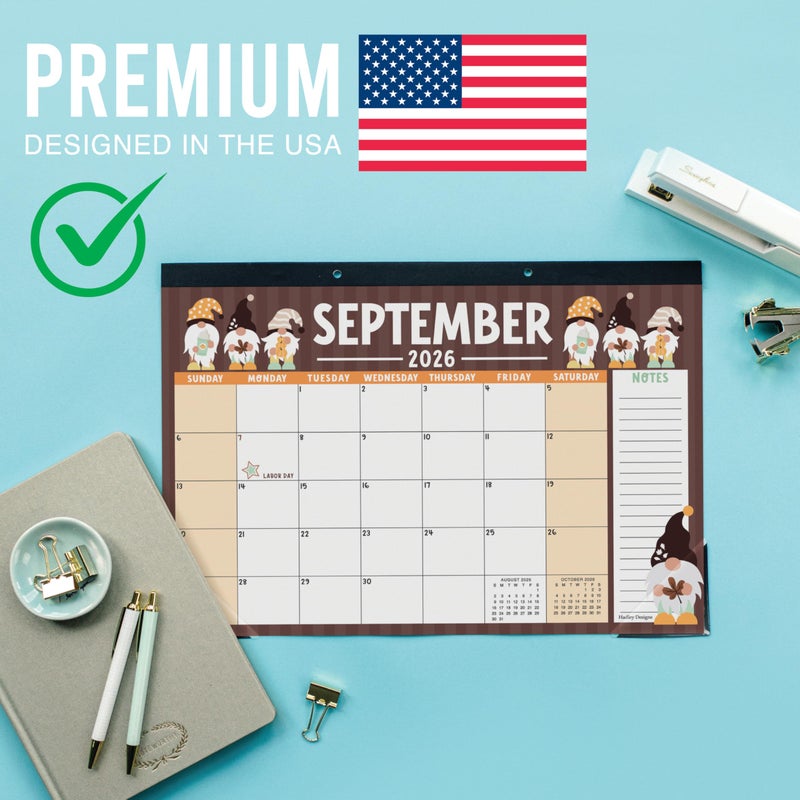 Hadley Designs Large Desk Calendar 2026-2027 - Desktop Calendar 2026, 18 -Month Desk Calendars for Home, Office & Classroom, Cute Gnome Classroom Decor Teacher Must Haves, January 2026 to June 2027 - Image 4