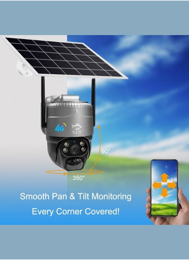 XLT - 4G Sim Card Solar Camera PTZ Camera Outdoor Solar Powered Security Camera 3MP HD Dual Lens with Pan Tilt 360°View - Image 1