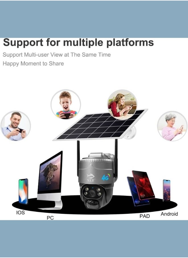 XLT - 4G Sim Card Solar Camera PTZ Camera Outdoor Solar Powered Security Camera 3MP HD Dual Lens with Pan Tilt 360°View - Image 1