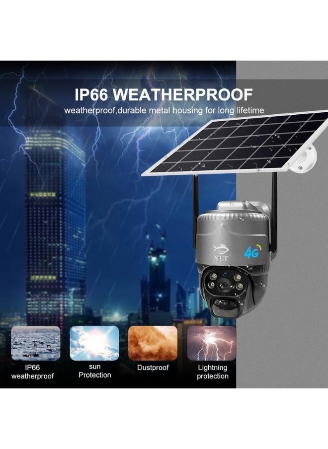 XLT - 4G Sim Card Solar Camera PTZ Camera Outdoor Solar Powered Security Camera 3MP HD Dual Lens with Pan Tilt 360°View - Image 1