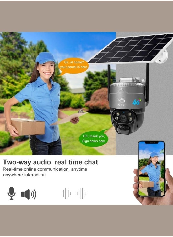 XLT - 4G Sim Card Solar Camera PTZ Camera Outdoor Solar Powered Security Camera 3MP HD Dual Lens with Pan Tilt 360°View - Image 1