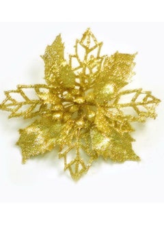 ACLIX Pack Of Three Artificial Flower for Christmas Tree Colorful Glitter Flowers DIY Home Ornaments  - Image 4