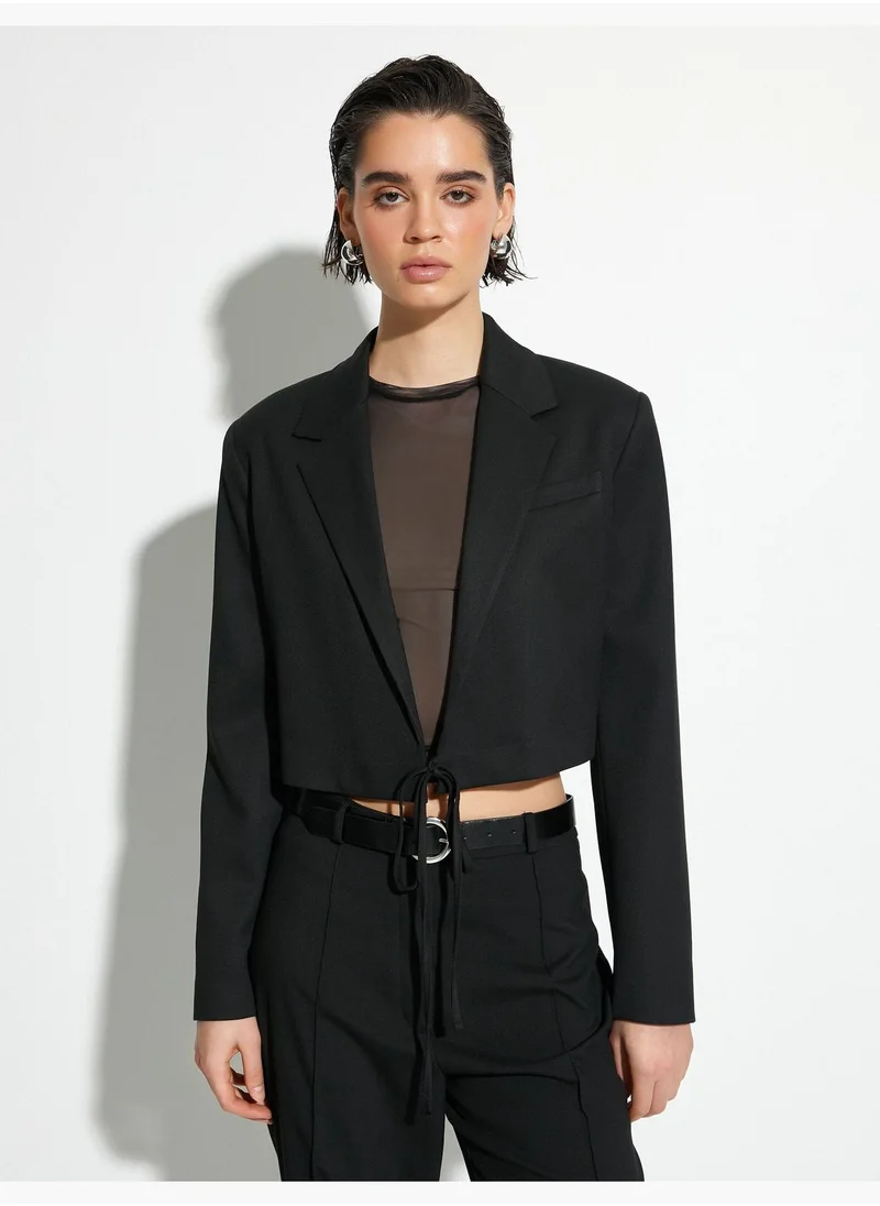 كوتون Pocket and Tie Detail Crop Jacket
