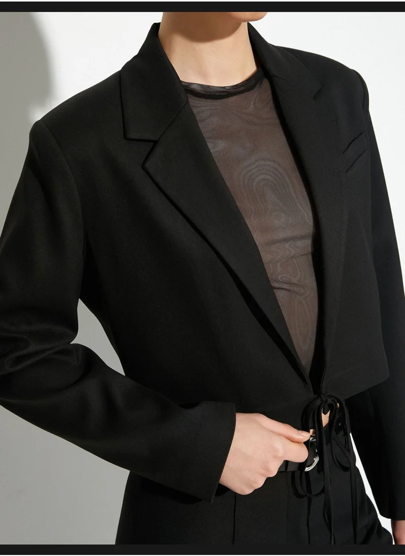 كوتون Pocket and Tie Detail Crop Jacket