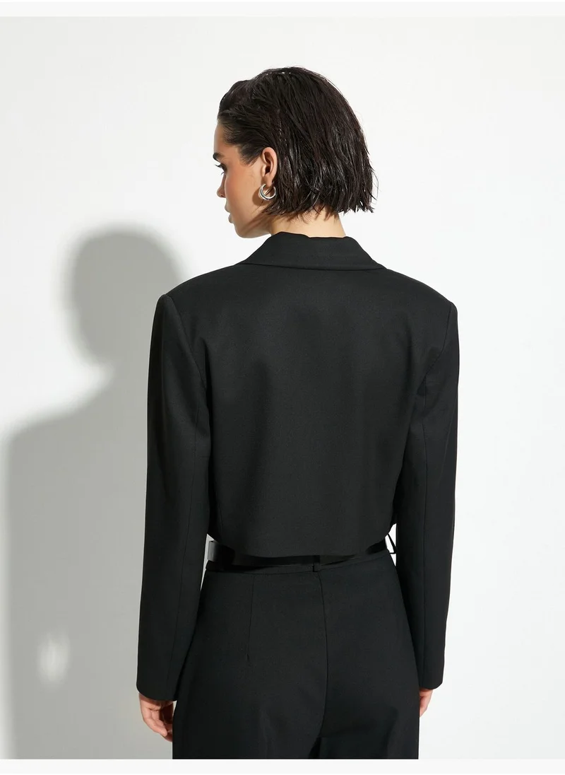 كوتون Pocket and Tie Detail Crop Jacket