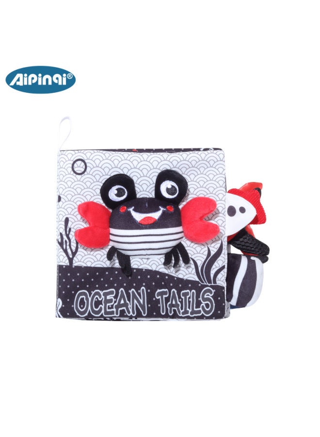 New Animal Black And White Cloth Book Baby Early Education Pop-up Book Baby Tail Cloth Book Baby Toys - Image 1