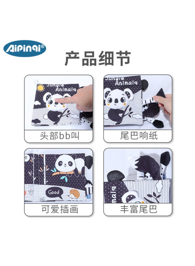 New Animal Black And White Cloth Book Baby Early Education Pop-up Book Baby Tail Cloth Book Baby Toys - Image 2