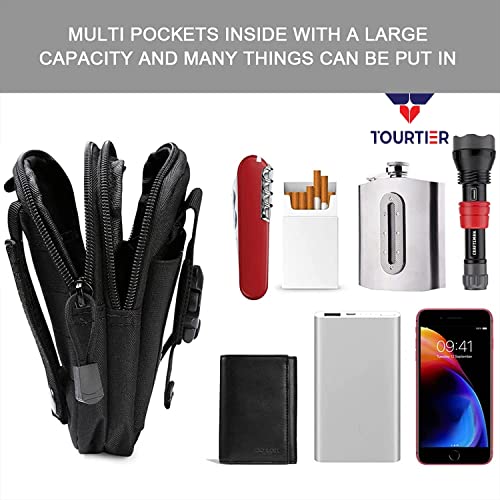 TOURTIER Tactical Molle Pouch, Compact Utility Belt Pouch, Military Army EDC Waist Bag with Cell Phone Holster for Sports, Hiking, Camping, Traveling (Black) - Image 5