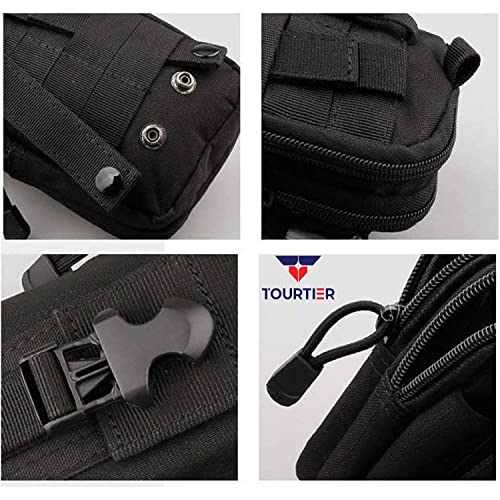 TOURTIER Tactical Molle Pouch, Compact Utility Belt Pouch, Military Army EDC Waist Bag with Cell Phone Holster for Sports, Hiking, Camping, Traveling (Black) - Image 4