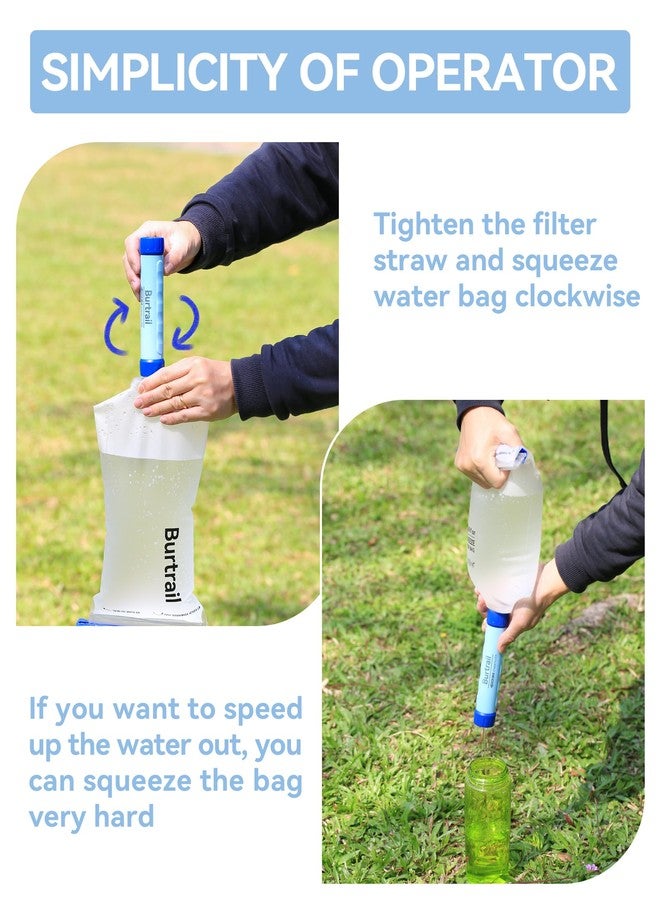 Burtrail Water Bag 2L Compatible with Squeeze Water Filtration System, Foldable Squeeze Bag for Survival Water Filter Straw, Wide Mouth and 28mm Narrow Mouth Water Container - Image 4