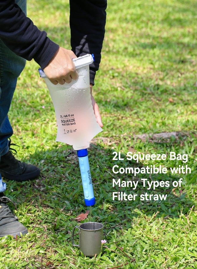 Burtrail Water Bag 2L Compatible with Squeeze Water Filtration System, Foldable Squeeze Bag for Survival Water Filter Straw, Wide Mouth and 28mm Narrow Mouth Water Container - Image 2