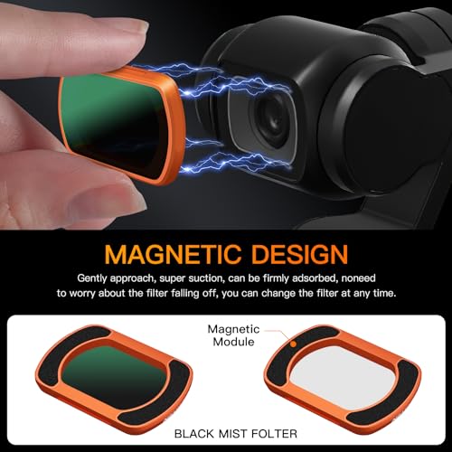 MINGVEN Black Mist Filter, Black Diffusion 1/4 Magnetic Creative Filter Beauty Soft Filters for DJI Osmo Pocket 4/3/Xtra Muse Camera - Image 4